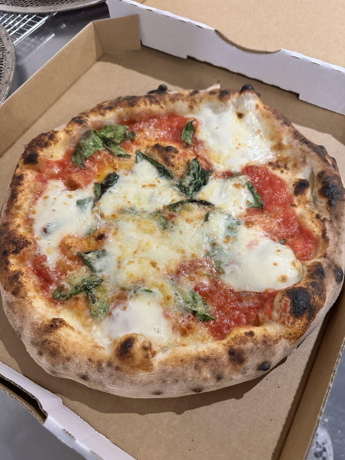 Wood-fired margherita pizza at Tillage Pizza Belmont